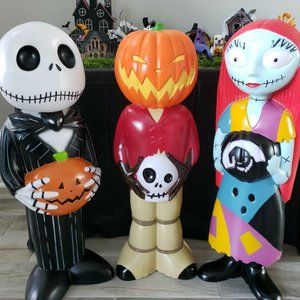 Disney Nightmare Before Christmas Blow Mold Set: Jack, Sally, Pumpkin King (NEW)